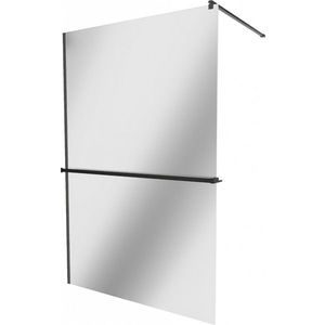 MEXEN/S - KIOTO Sprchová zástena WALK-IN s poličkou a držiakom uterákov 110 x 200, zrkadlové 8 mm, čierna 800-110-121-70-50 vyobraziť
