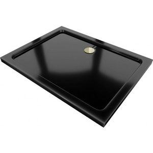 MEXEN/S - Flat sprchová vanička obdĺžniková slim 140 x 90, čierna + zlatý sifón 40709014G vyobraziť