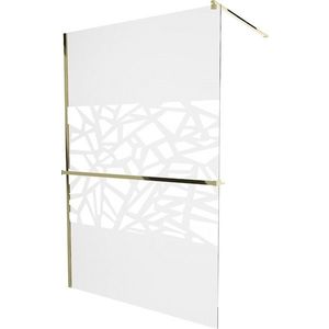 MEXEN/S - KIOTO Sprchová zástena WALK-IN s poličkou a držiakom uterákov 80 x 200, transparent/bialy vzór 8 mm, zlatá 800-080-121-50-85 vyobraziť