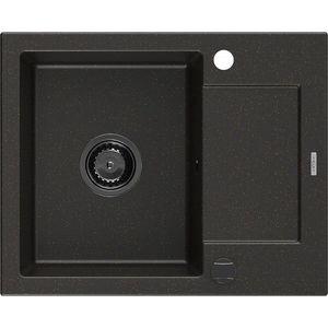 MEXEN/S - Enzo granitový drez 1 s odkvapkávačom 576 x 465 mm, čierna / zlatý metalik, + sifón grafit 6506571005-75-B vyobraziť