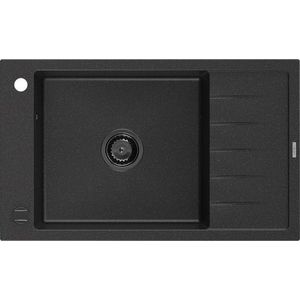 MEXEN/S - Elias granitový drez 1 s odkvapkávačom 795 x 480 mm, čierna / strieborný metalik, + sifón grafit 6511791005-73-B vyobraziť