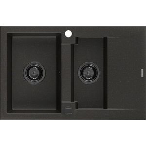 MEXEN/S MEXEN/S - Gaspar granitový drez 1.5 s odkvapkávačom 737 x 475 mm, čierny/zlatý metalik, čierny sifón 6507731505-75-B vyobraziť