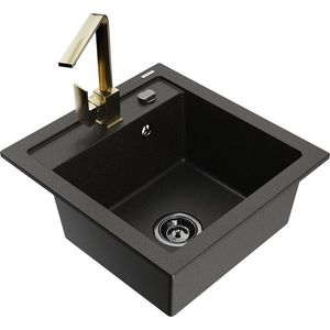 MEXEN/S MEXEN/S - Vito granitový drez 1-miska vrátane batérie Rita, čierna/zlatá metalik 6503-75-670300-50-B vyobraziť