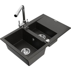 MEXEN/S - Gaspar granitový drez 1.5 s odkvapkávačom vrátane batérie Duero, čierna/zlatá metalik 6507-75-671600-00 vyobraziť