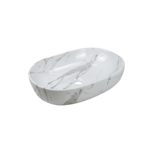 INVENA - Umývadlo na dosku KORFU, 60 cm, oval, efekt bieleho lesklého mramoru CE-34-701-C vyobraziť