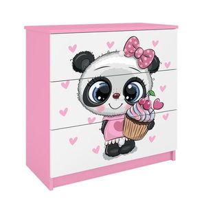 Detská komoda BABYDREAMS Panda ružová vyobraziť