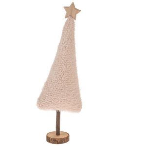 Vianočná dekorácia Textilný stromček 45, 5 cm, chlpatý fleece, krémová vyobraziť