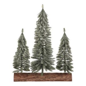Vianočná dekorácia Smreky na kláte - trio, 34 cm, srienistý, zelená vyobraziť