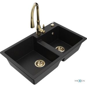 MEXEN/S MEXEN/S - Tomas granitový drez 2-bowl vrátane batérie Savita, čierna 6516-77-672601-50 vyobraziť