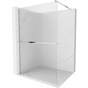 MEXEN/S - Kioto+ Sprchová zástena WALK-IN s poličkou a držiakom uterákov 100 x 200, prúžky 8 mm, chróm 800-100-121-01-09 vyobraziť