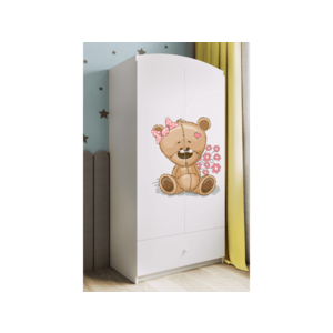 Detská skriňa Babydreams 90 cm medvedík s kvietkami biela vyobraziť