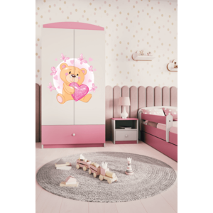 Detská skriňa Babydreams 90 cm medvedík s motýlikmi ružová vyobraziť