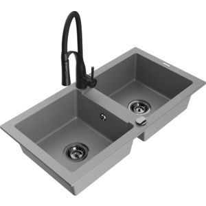 MEXEN/S - Mario granitový drez 2-bowl vrátane batérie Aster, šedá 6504-71-73450-70-B vyobraziť