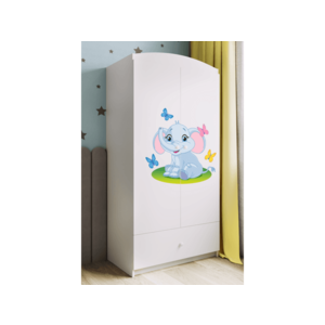 Detská skriňa Babydreams 90 cm slon s motýlikmi biela vyobraziť