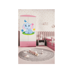 Detská skriňa Babydreams 90 cm slon s motýlikmi ružová vyobraziť
