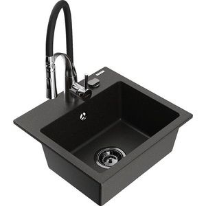 MEXEN/S - Milo granitový drez 1-miska vrátane batérie Aster, čierna/zlatá metalik 6505-75-73450-07-B vyobraziť
