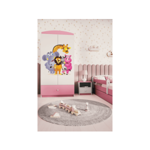Detská skriňa Babydreams 90 cm ZOO ružová vyobraziť