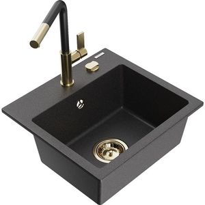 MEXEN/S - Milo granitový drez 1-miska vrátane batérie Flora, čierna kropenatá 6505-76-670401-57-G vyobraziť