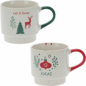 Súprava 2 kameninových stohovateľných hrnčekov Let It Snow/Xmas 350 ml vyobraziť