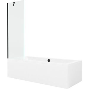 MEXEN/S - Cube obdĺžniková vaňa 170 x 80 cm s panelom + vaňová zástena 60, transparent, čierna 550517080X9506000070 vyobraziť