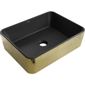 MEXEN - Catia umývadlo na dosku 48 x 37, čierna mat/zlatá vzor 21314878 vyobraziť