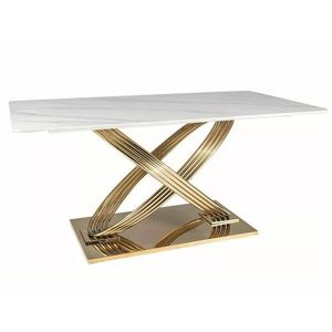 Jedálenský stôl Hermes 160 cm biely mramor/zlatý vyobraziť