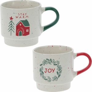 Súprava 2 kameninových stohovateľných hrnčekov Stay Warm/Joy 350 ml vyobraziť