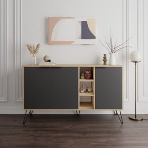 Komoda Houseland CLARA 142 cm dub prírodný/antracit vyobraziť