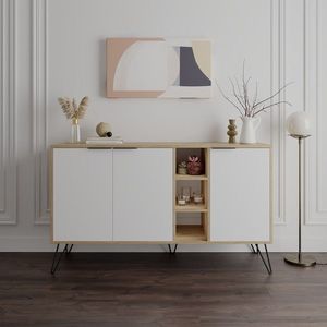 Komoda Houseland CLARA 142 cm dub prírodný/biela vyobraziť