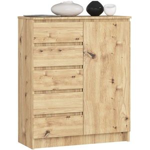 Komoda JERRY 80 cm 1 dvere 5 zásuviek remeselný dub vyobraziť