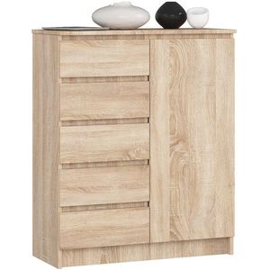 Komoda JERRY 80 cm 1 dvere 5 zásuviek dub sonoma vyobraziť
