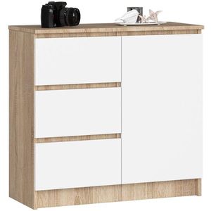 Komoda JERRY K 80 cm 1 dvere 3 zásuvky dub sonoma/biela vyobraziť