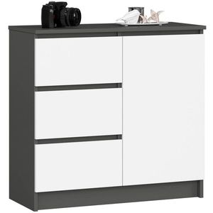 Komoda JERRY K 80 cm jedny dvere 3 zásuvky šedá/biela vyobraziť