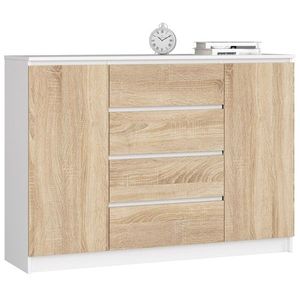 Komoda Kryštof 140 cm 2 skrinky a 4 zásuvky biela/sonoma vyobraziť