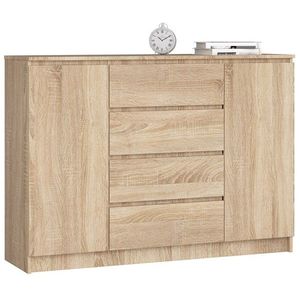 Komoda Kryštof 140 cm 2 skrinky a 4 zásuvky dub sonoma vyobraziť