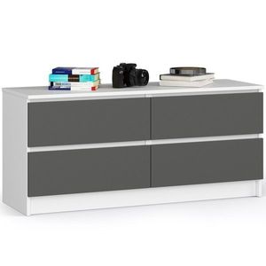 Komoda Kuba 120 cm 4 zásuvky biela/grafit vyobraziť