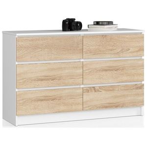 Komoda Kuba 120 cm 6 zásuviek biela/dub sonoma vyobraziť