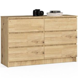 Komoda Kuba 120 cm 6 zásuviek dub artisan vyobraziť