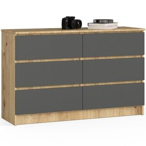 Komoda Kuba 120 cm 6 zásuviek dub artisan/grafit vyobraziť