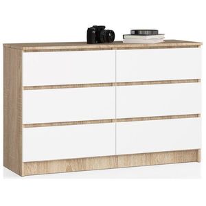 Komoda Kuba 120 cm 6 zásuviek dub sonoma/biela vyobraziť