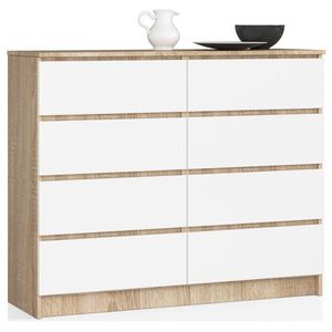 Komoda Kuba 120 cm 8 šuplíků dub sonoma/bílá vyobraziť