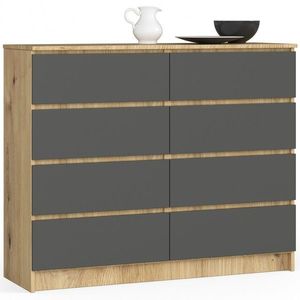 Komoda Kuba 120 cm 8 zásuviek dub artisan/grafitová vyobraziť