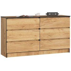 Komoda Kuba 140 cm 6 šuplíkov dub craft zlatý vyobraziť