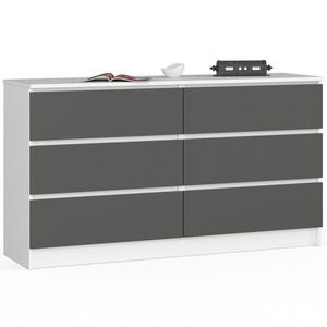 Komoda Kuba 140 cm 6 zásuviek biela/grafitová vyobraziť