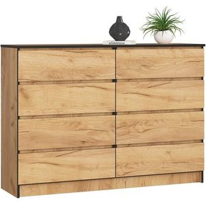 Komoda Kuba 140 cm 8 šuplíkov dub craft zlatý vyobraziť