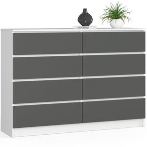 Komoda Kuba 140 cm 8 zásuviek biela/grafitová vyobraziť