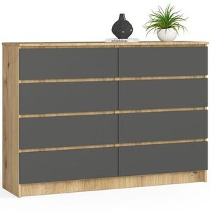Komoda Kuba 140 cm 8 zásuviek dub artisan/grafit vyobraziť