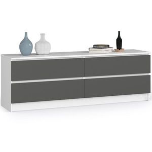 Komoda Kuba 160 cm 4 zásuvky biela/grafit vyobraziť