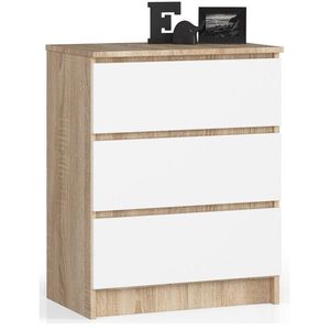 Komoda Kuba 60 cm - 3 zásuvky dub sonoma/biela vyobraziť