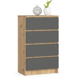 Komoda Kuba 60 cm - 4 zásuvky dub artisan/grafitová vyobraziť